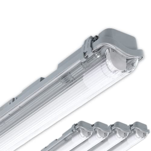 CLAR - Pantalla Estanca LED 18W, Pantallas Estancas Tubos LED, Pantalla LED, Luminaria LED 120cm, 18W 1 Tubo 120cm, Tubos No Incluidos (Pack 5)