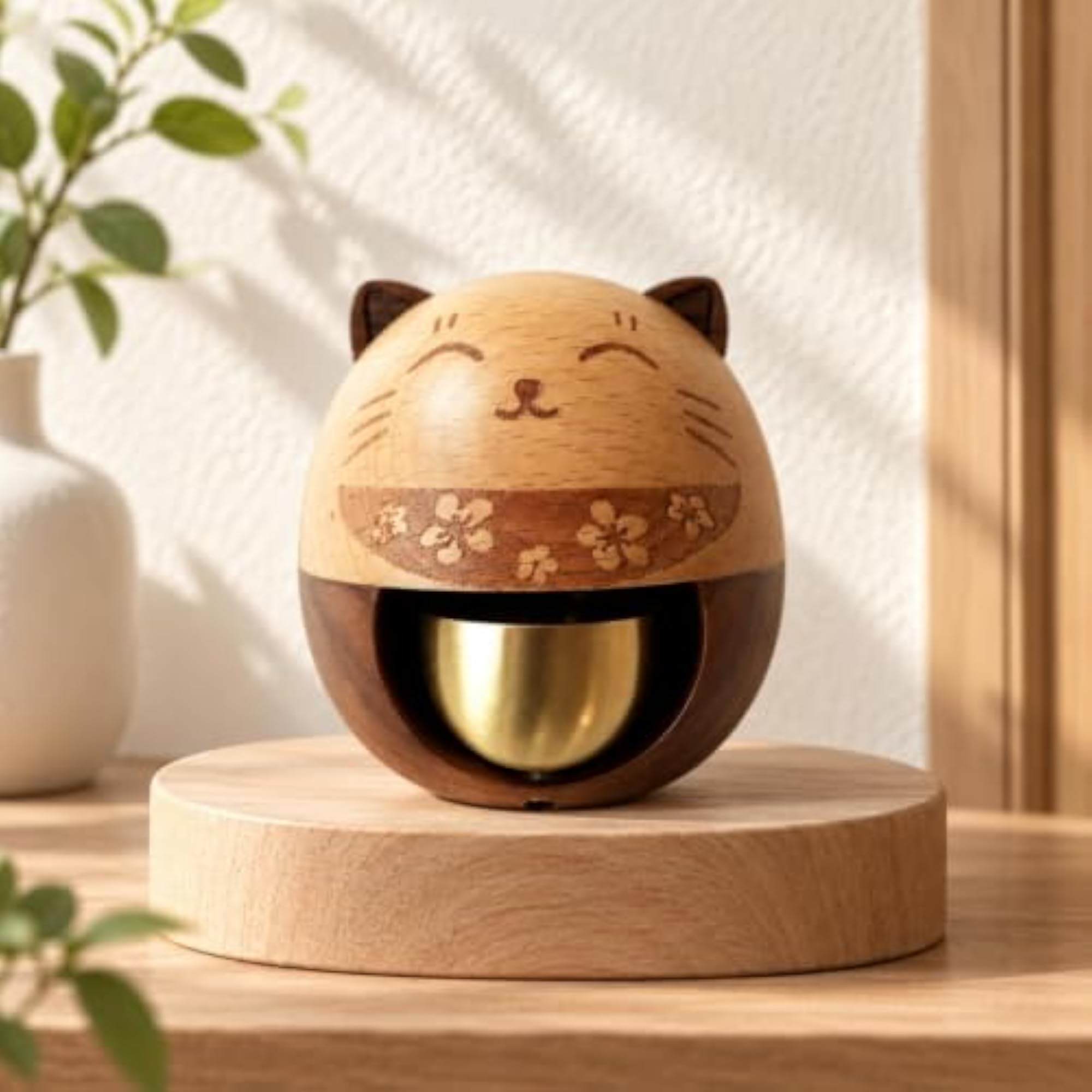 Wooden Door Bell with Brass Component for Entryway