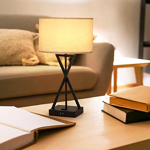 Haitral Bedside Lamps Touch Control, 3-Way Dimmable Modern Nightstand Table Lamps Set Of 2 With Dual Usb Ports And Ac Outlet, Black Metal Nightstand Lamps For Bedroom, Living Room (Bulb Included) #TOP5