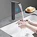 Automatic Touchless Bathroom Vessel Sink Faucet, Black Automatic Adjustable Temperature Infrared Sensor Faucet, Touch Free Battery Powered Faucet, 11.81 in Sensing Distance, Easy Installation
