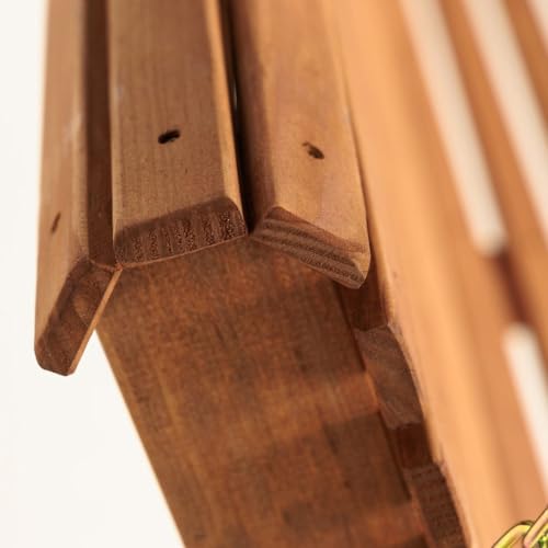 Image of Amish Casual Heavy Duty 700 Lb Capacity Porch Swing with Cup Holders (4 Foot, Cedar Stain) - Wooden Outdoor Roll Back Swing with Hanging Chains - Amish Made in the USA