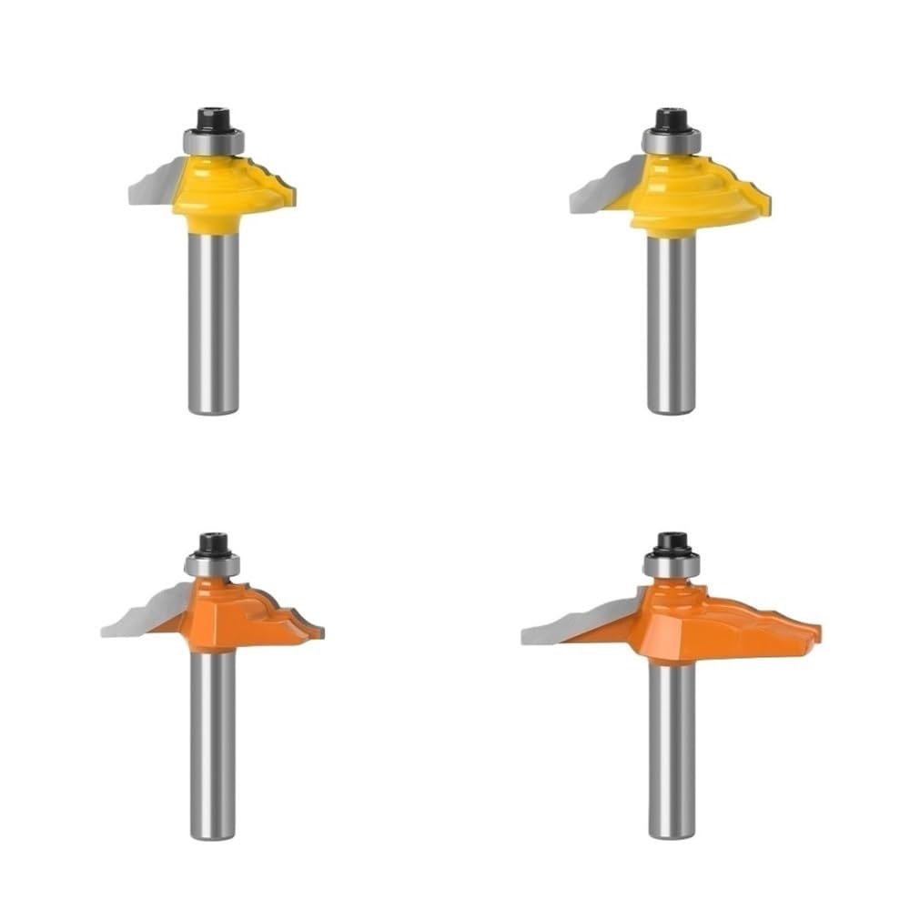 4 Pezzi Set Frese Legno, Codolo Acciaio Carbonio Ø8Mm, Con Cuscinetto | Frese di linea durevoli
