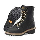 Carolina Men’s Elm 8″ Steel Toe Work Boot – Unlined Logger, Full-Grain Leather, Oil/Slip-Resistant, EH Safety, Black - 10 D
