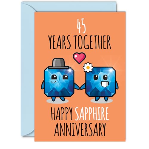 Cute Sapphire Anniversary Card for Boyfriend Girlfriend, 45 Years Together