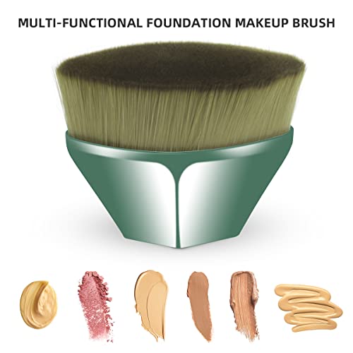 2 Pack Foundation Brush - Beahot Kabuki Hexagon Make Up Brushes For Face Blush Professional Flat Top Powder Brush For Blending Liquid, Cream Or Flawless Power Cosmetics With Sealed Protective Case (Green) #TOP5