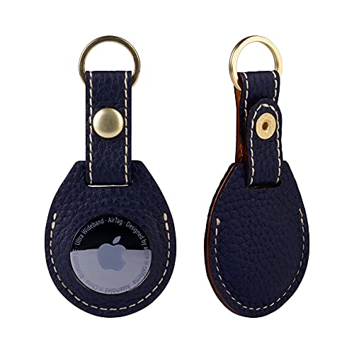 プレミアムレザー エアタグ ケース AirTag 本革 紛失防止 保護カバー 追跡 こども キッズ ペット ドッグタグ AT-BlueIndigo ブルーインディゴ