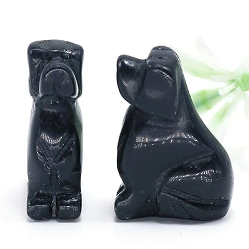 Statue de chien en obsidienne sculptée main pour déco chic
