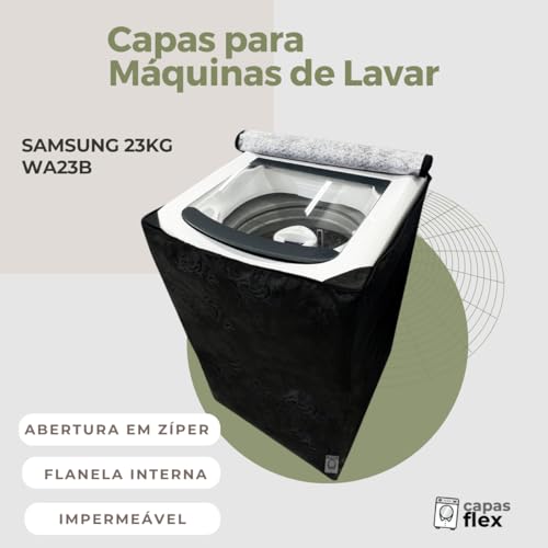 CAPA PARA LAVADORA SAMSUNG 23KG WA23B IMPERMEÁVEL FLEX (Preto) #3