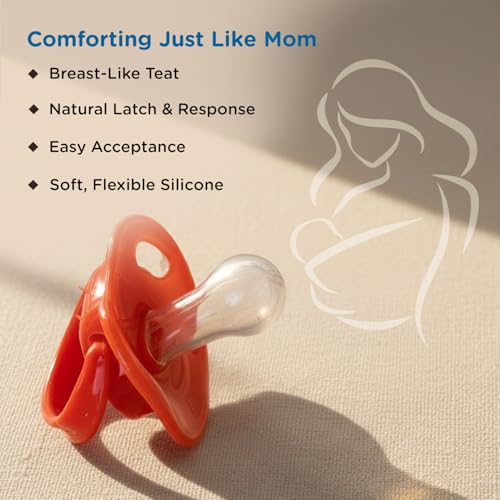 Image of Mee Mee Ultra Light Silicone Baby Pacifier & Teether, BPA-Free, Soft Nipple Design, Oral Soothing, Pack of 6, 0-6 Months, Blue /Red