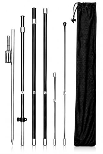 KLEXORE & CO Feather Flag Pole Kit 15ft Tall 1 Pack Fits 8-9ft & 11-12ft Feather Flags Only 100% Fiberglass Flag Pole with Heavy Duty Ground Spike for Business Flags Swooper Flags & Feather Banners