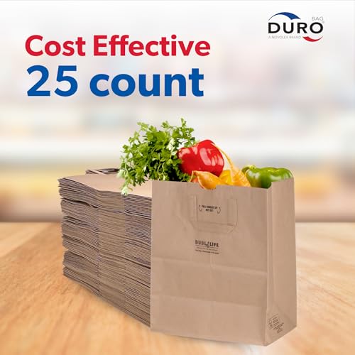 Duro 70Lb Brown Paper Bags With Handles, 25 Count, 12 X 7 X 17 Inches, Paper Grocery Bags With Handles thumb #2
