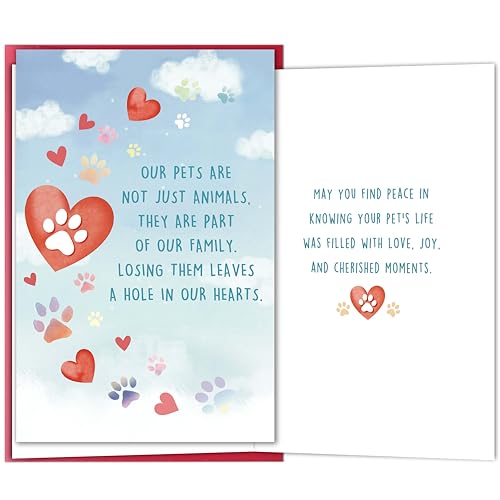 Nicavvi Pet Sympathy Card for Loss of Dog or Cat, Heartfelt Condolence Greeting for Pet Loss, Memorial Card Gift for Friend Family, Thinking of You Bereavement Cards