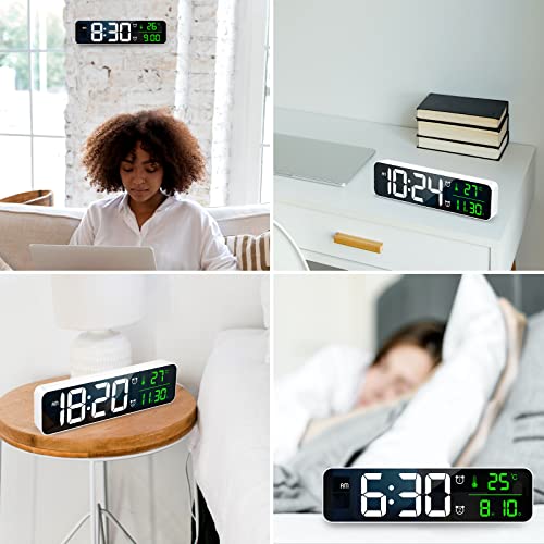 Oria OUS-WA123W Large Digital Wall Clock, 10.5'' Led Alarm Clock, With Date Temp Display, Dual Alarms thumb #7
