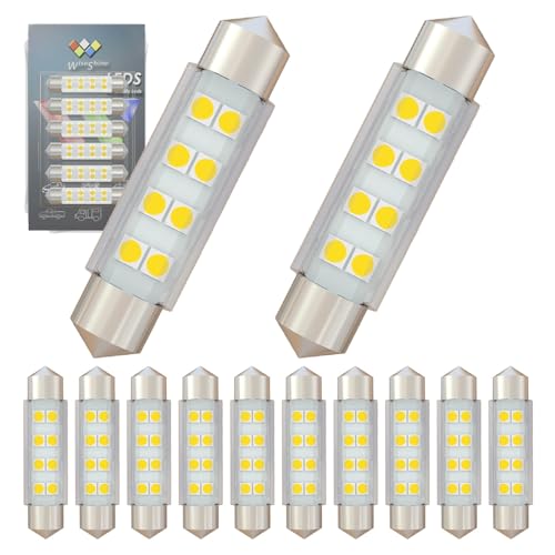 Wiseshine DC24V 41mm 42mm 578 Festoon LED Bulbs 212-2 LED Bulb Natural White 4500k LED Car Bulb 6413 6451 6429 for Truck Interior Reading Map Glove box Lights (Pack 12)