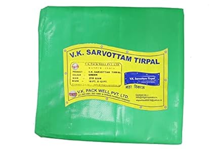 V.K. Sarvottam HDPE Laminated UV Coated Waterproof Tarpaulin/TIRPAL 210 GSM 15X8 MTR Green