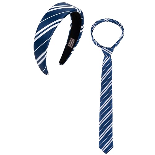kitihoney Halloween Costume Accessories Women Blue Stripe Headband Tie Adult Cosplay Party Hair Accessory