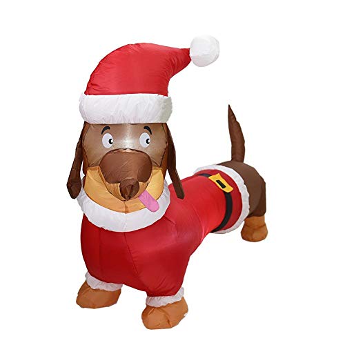 Preisvergleich Produktbild Buding Aufblasbarer Dackel Dachshund 150cm Beleuchtet Weihnachten Deko, Ensemble Selbstaufblasend Mit Dauergebläse, Lebensgroß Aufblasbar Weihnachtsdekoration