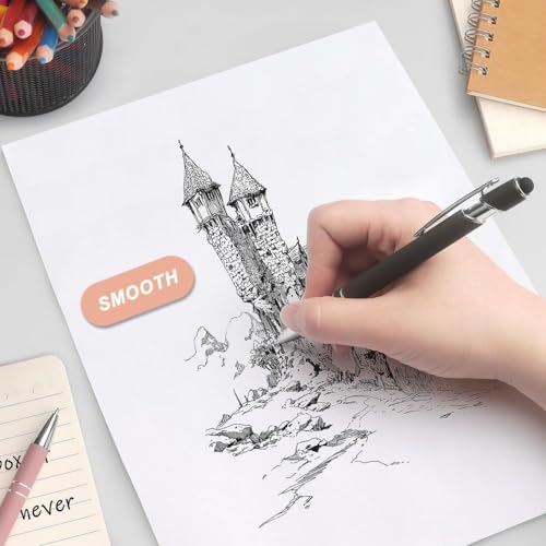 Image of 6 pcs 2 in 1 Stylus Pen Set Retractable Ballpoint Pen with Stylus Tip, 1.0 Mm Black Ink Pastel Color Metal Pens for Touch Screens (2 in 1 Stylus Pen Multi Colour)