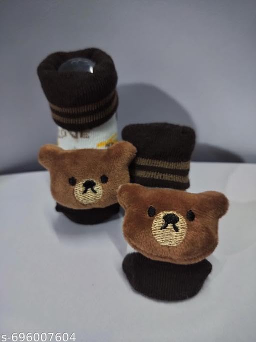 Image of Soft Baby Booties with Cute Bow Design | Comfortable Non-Slip Kids Foot for Newborns and Toddlers | Stylish Baby Shoes for Boys & Girls|PRA-P2293-6-9 Months