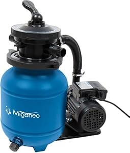 Miganeo Sandfilteranlage Speed Clean Dynamic 6500 - Blau | Pumpenleistung 4.500 l/h | Filterleistung 3.900 l/h | Filteranlage für Pools bis 19.000 Liter | Stromsparende 200 Watt
