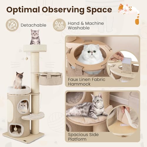 Torre de Gato de Madera Multi-Nivel 61 Pulg miniatura 5