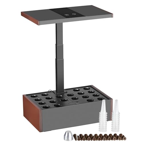 Wiltec Serra idroponica, Set per Coltivazione idroponica in casa, con Pannello di Controllo e LED, Serbatoio Acqua 9,8 l, Altezza Regolabile, Marrone
