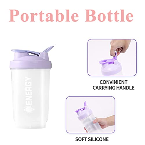 Pubiao Protein Shaker Cup Sports Supplements Shakers with Mixer Ball Fitness Milkshake Portable Workout Water Cup 500 ml, Purple - Image 4