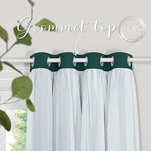 Image of PONY DANCE Bedroom Curtains Blackout, 52 x 63 in, Hunter Green, 2 Panels