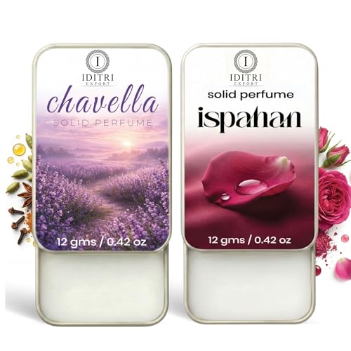 Image of Solid Perfume |Chavella&Ispahan Alcohol Free Wax Perfume Balm, Long Lasting | Pocket Tin 12g, Pack Of 2| Non Greasy Smooth Glide, Travel Friendly Men And Women