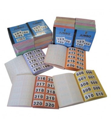Book of 1000 Raffle/Cloakroom Tickets Coloured Borders - Unique Serial Numbers Cover
