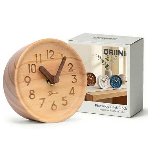 La mejor selección de Reloj Tumblr los 5 más buscados. 44 Driini - Reloj analógico de Madera para computadora y Mesa, Hecho de Pino auténtico, Funciona con Pilas con Mecanismo preciso de Barrido silencioso (Claro)