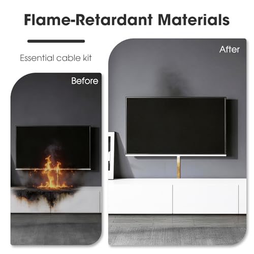 Flow fire White Cable Trunking Wire Cover for Wall, 4 Meter Self-Adhesive Cable Conduit Management Trunking, for Wall-Mounted Tv Cable Tidy (10X L400mm, W30mm H15mm) - 6