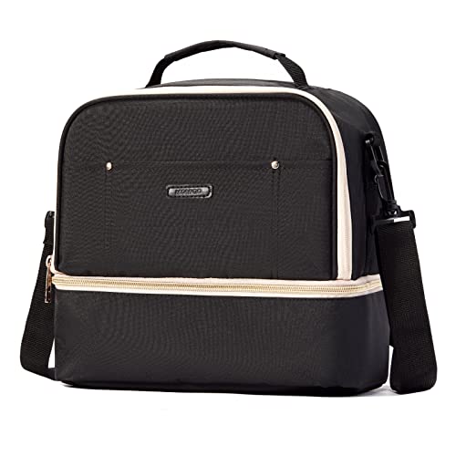 Image of Breast Pump Bag Cooler Compartment for Breast Pump - Cooler and Moistureproof Bag Double Layer for Mother Breast Milk Pump Lunch Bag Outdoor Working (Black)