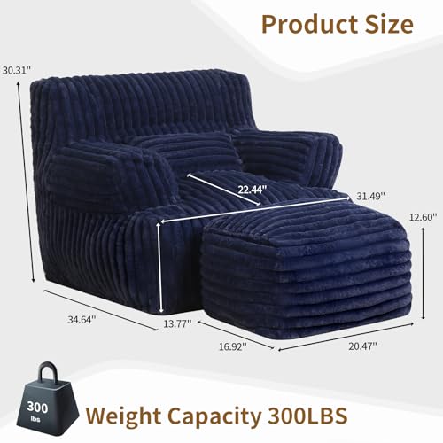 MOMCAYWEX Bean Bag Chair with Ottoman