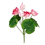 BCOATH 人工の蓮の花 シミュレーションロータス 模造蓮の茎 屋外対応 水槽用プラスチック装飾 中庭や庭園の池に自然な雰囲気演出