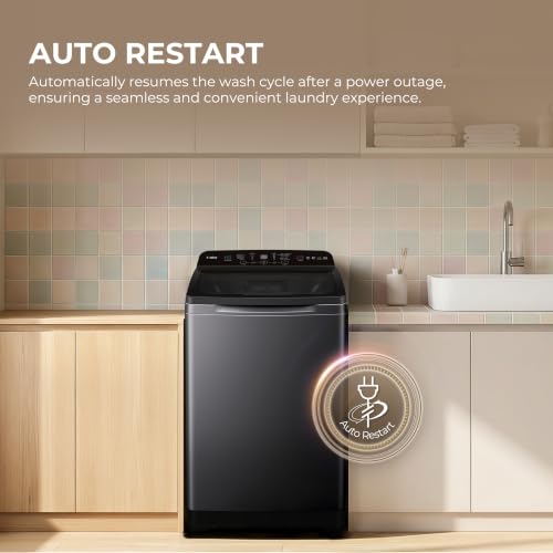 Image of Haier 9 Kg Oceanus Wave Drum 15 Min Quick Wash Fully Automatic Top Load Washing Machine, Dark Jade Silver (ETL90-C8S8)