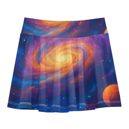Joisal Vivid Cosmic Scene Colorful Planets Girls' Shorts Athletic Skorts Tennis Skirts for Kids Personalized Girl Skort 3t