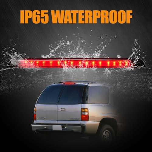 Image of Third 3rd Brake Light LED for 1992-1999 Chevy C /K Suburban Blazer Tahoe /GMC Yukon Jimmy /Hummer H2 / Bravada High Mount Rear Brake Lights Center Cab Stop Light (Black)