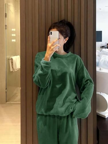 Image of KOTTY Women's Fleece Tracksuit Set | Woolen Co-ord Sweatpants for Winter | Loose Fit Winterset for Ladies