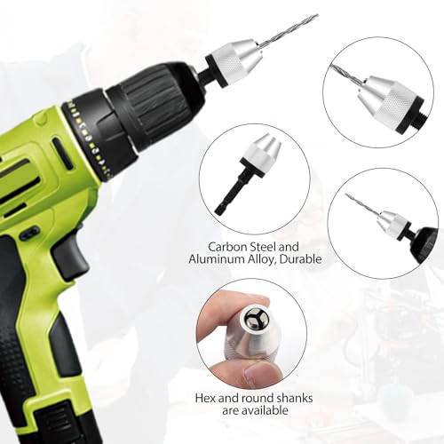 JIYIN 2Pcs Drill Chuck Adapter Keyless with 10Pcs Drills, 1/4 Inch Hex Shank Fast Change Converter for Impact Driver, Fast Change Impact Drill Chuck Adapter for Tool Attachment - Thumbnail 3