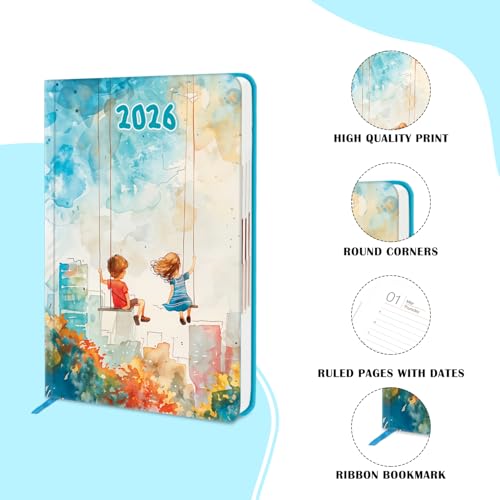 Image of A5 Size Hard Bound 1 Day To A Page Format New Year Executive Daily Planner 2026 Diary with Month Cut Index and Bookmark I Diary 2026 For Girls Women I 344 Pages I 21x15 Cm