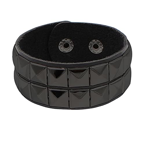 3 Piece 80s Leather Studded Punk Bracelet, Rock Studded Leather Wristband for Men Women4
