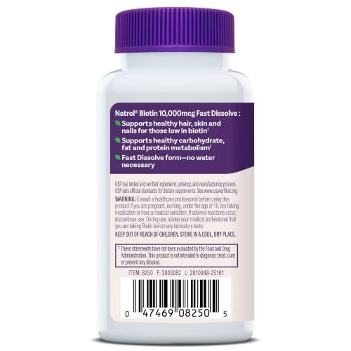 Natrol Biotin 10,000 mcg Fast Dissolve Tablets, Strawberry, 250 Count - image 7