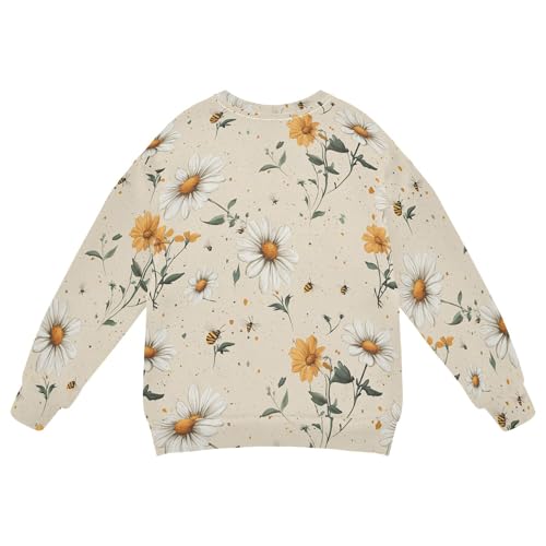 JUNZAN Rustic Daisy Beige Kids Boys Hoodie Sweatshirt Long Sleeve Boys Sweat Shirt Athletic 4T2