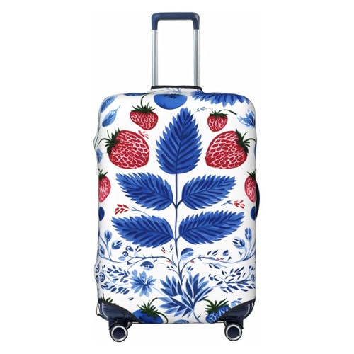 Strawberry And Blueberry Elastic Travel Luggage Cover, Washable Spandex Suitcase Protector, Anti-Scratch Fits 18-32 Inch