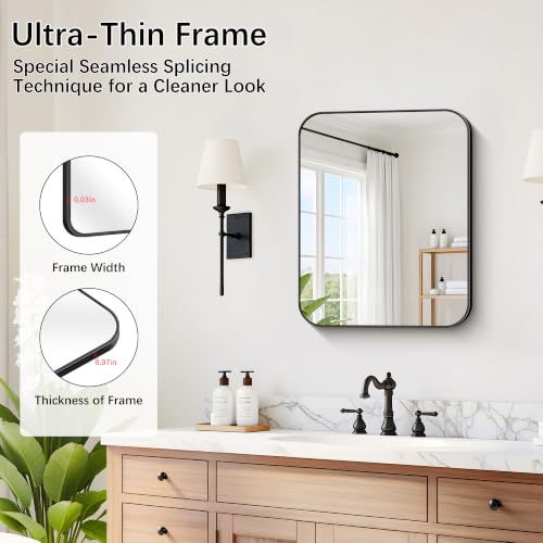 Image of DESBING 16 inchx20 inch Bathroom Mirror for Over Sink, Black Framed Wall Mirror