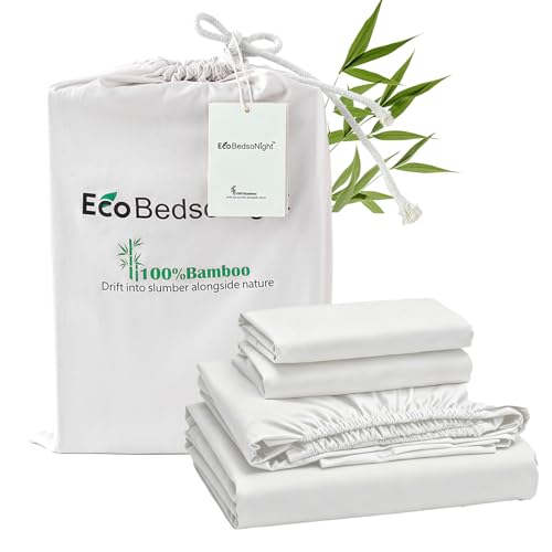 Image of 100% Viscose Derived from Bamboo Sheet Set, Natural Breathable Moisture-Wicking for Hot Sleepers, 18 inch Deep Pocket, 4 Piece