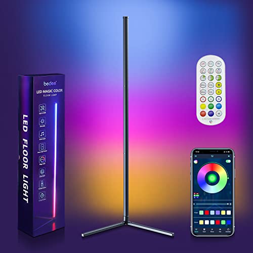 Lámpara de Pie LED Regulable, bedee Lámpara de Pie Inteligente Bluetooth, RGB Luz de Esquina Cambia de Color, con Control...
