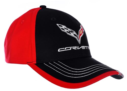 Image of JH DESIGN GROUP Men's Chevy Corvette C7 Logo Cap Adjustable Red & Black Hat