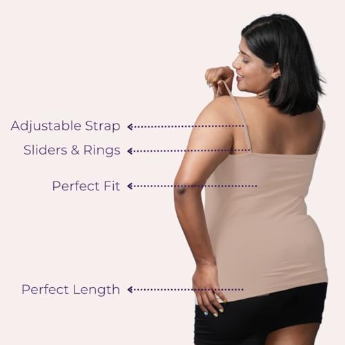 Image of Adira | Plus Size Camisole for Women | Plus Size Camisole | Soft Adjustable Shoulder Elastic | Layering Under Sheer Tops, Shirts & T-Shirts | Offers Full Coverage | Pack of 1